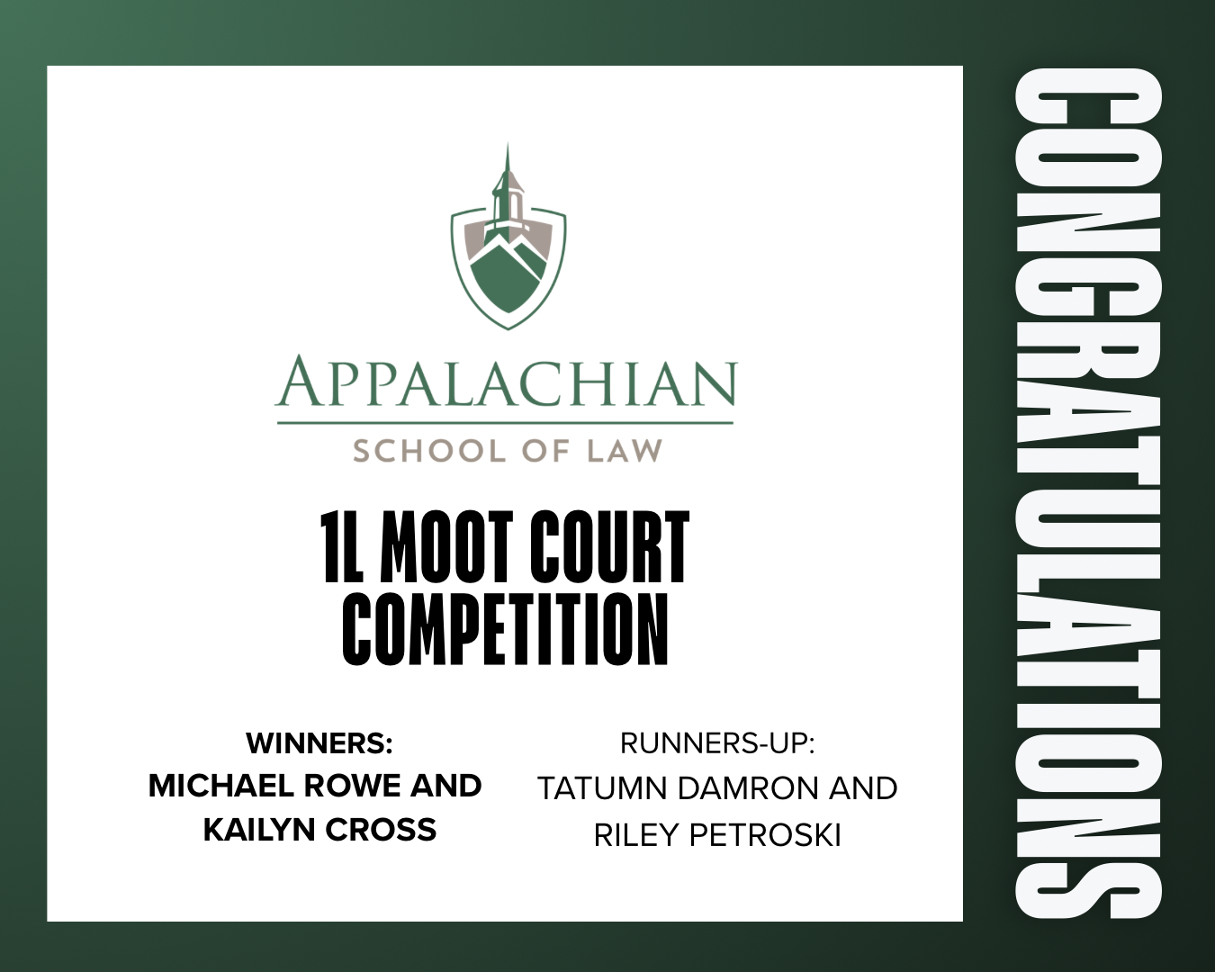 Appalachian School of Law Recently Hosted its Annual 1L Oral Argument Tournament